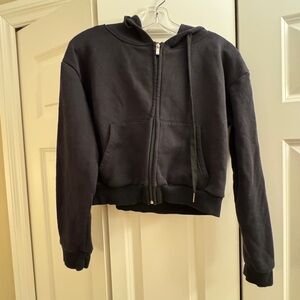 Germinate Women’s Black Zip-Up Cropped Hoodie Size Small